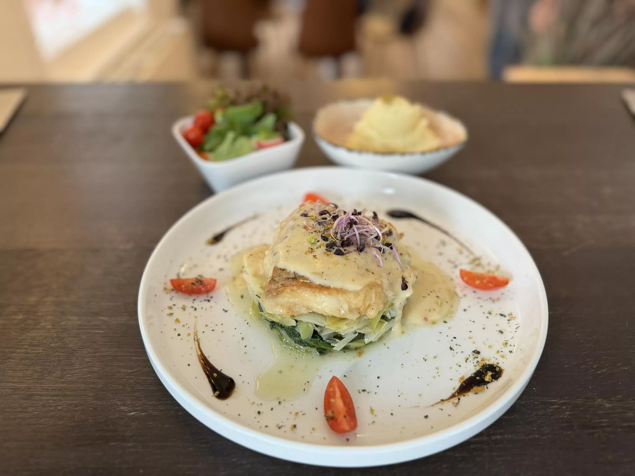 Kabeljauwhaasje In Wittewijn Saus Met Puree - Gashof De Keizer